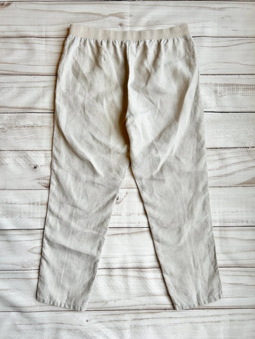 J. Jill Love Linen Elastic Waist Pull On Trouser Pants in Oatmeal Size M - Picture 6 of 7